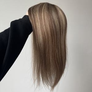 Nuevo Stock Mono Monofilamento Base Virgen Cabello humano Toppers para adelgazar el cabello Mujeres Clips en cabello humano <span class=keywords><strong>3x4</strong></span> 3x6 5x6 Diseño de base - Product Image 2