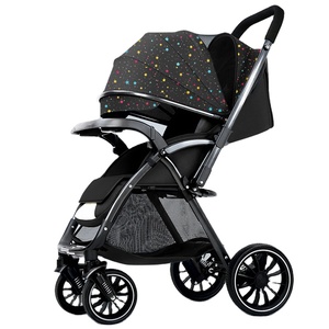 Fashion Design Baby <strong>Pram</strong> Stroller <strong>Set</strong> 4 Wheel Easy Folding Linen Trolley Push Chair Travel System Stainless Steel Frame - Product Image 5