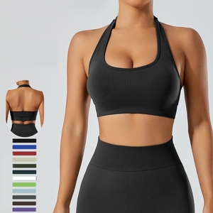 Soutien-gorge de sport pour <span class=keywords><strong>femme</strong></span> grande taille, sans couture, respirant, à maintien élevé, style halter, pour yoga et fitness, avec coussinets amovibles – Meilleure vente - Product Image 3