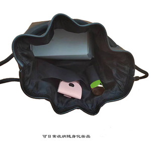 Sac seau en cuir véritable avec logo personnalisé par sublimation, petit sac à cordon noir, sacs cadeaux, plateaux EDC - Product Image 5