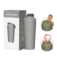 Bouteille shaker et gourde isotherme en acier inoxydable 304 de 750 ml avec couvercle pour les sports de plein air et le fitness en vacances