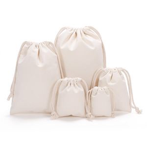 Canvas <b>Drawstring</b> <b>Bags</b> White Cotton Eco Friendly Recyclable Gift Packaging Storage <b>Bag</b> Screen Printing Custom Order Accepted - Product Image 4