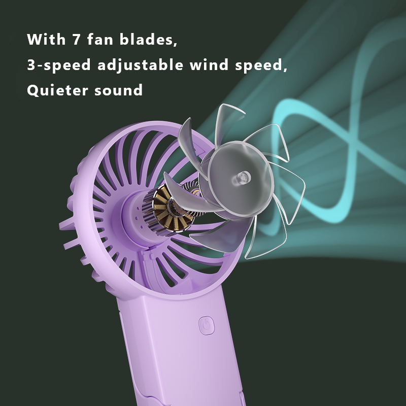 Green 2 Pack Mini Portable Handheld Fan Foldable Desktop Personal Fan USB Rechargeable Pocket Fan with 3 Speeds for Travel Office and Outdoor