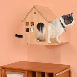 Maison en bois pour animaux de compagnie personnalisée en gros cages en bois massif pour animaux de compagnie maisons avec fenêtre pour chat chien chat maison en bois - Product Image 5