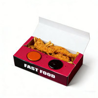 Boîte à emporter personnalisée écologique en papier pour la restauration rapide avec compartiment pour sauce, boîte d'emballage pour poulet frit