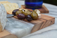Planche à découper en bois d'olivier Gilly avec résine grise, planche à charcuterie pliable et lavable au lave-vaisselle