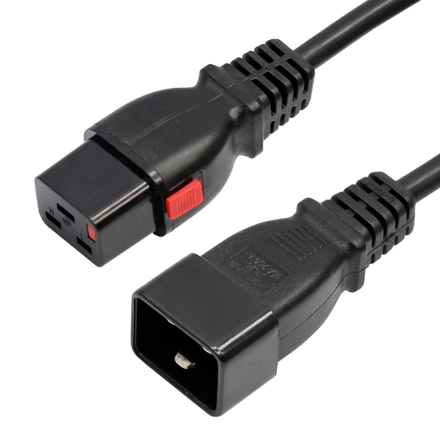 16A Power Extension Cord with Push Lock C19 C20 PDU Style H05VV-F Power Extension Cord Mining Power Cable