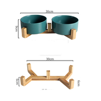 Ensemble de bols en céramique pour chien et chat avec support en bois, bols doubles surélevés antidérapants et lestés pour animaux de compagnie, pour chiens de petite et moyenne taille