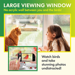 Commercio all'ingrosso finestra uccello alimentatore <span class=keywords><strong>con</strong></span> 3 sezione vassoio e <span class=keywords><strong>copertura</strong></span> del tetto, ventosa all'aperto appendiabiti in plastica acrilica per uccelli alimentatore - Product Image 3