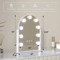 Écran tactile LED personnalisable pour miroir de courtoisie, design en arche, 9 ampoules à intensité variable pour table de maquillage, miroir sur pied