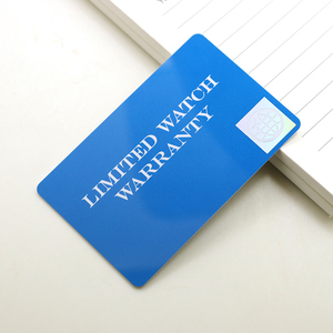 Tarjeta de Garantía de Membresía de Plástico Personalizada con Impresión Brillante y Etiqueta con Sello Láser en Caliente - Product Image 1