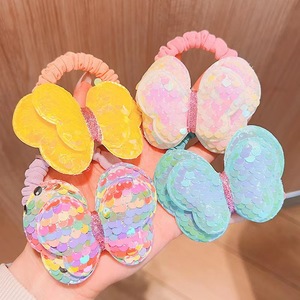 Lazo para el pelo con lentejuelas para bebés y niñas, banda para el pelo de tela de alta elasticidad, uso diario, estilo de cuerda de raíz de loto multicolor - Product Image 4