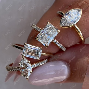 Nhẫn kim cương nhân tạo CVD VVS2 mài giác cổ điển, vàng nguyên chất cao cấp dành cho nữ, dùng làm nhẫn đính hôn, nhẫn cưới - Product Image 6