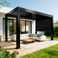 Pavillon extérieur en aluminium imperméable avec lames rétractables électriques pour jardin, salon de thé et véranda - Taille personnalisable