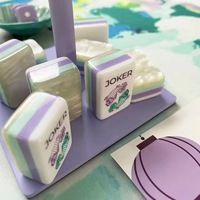 Table de Mahjong automatique en acrylique bleu pour soirée de jeu, avec tuiles et supports, portable, pour 4 joueurs, directement de l'usine, durable, de luxe, prête à offrir