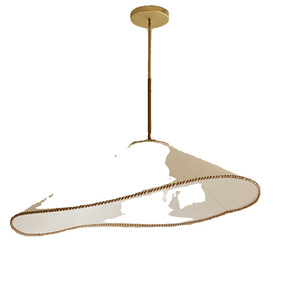 Lampe suspendue vintage française en laiton, abat-jour rond en tissu doré E27, pour chambre à coucher, salon, style zen - Product Image 5