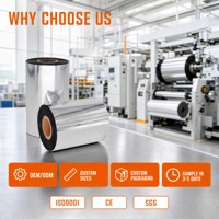 Ruban de transfert thermique en résine TTR pour autocollants synthétiques en PET, ruban d'imprimante à codes-barres/étiquettes résistant aux rayures, noir 110 mm X