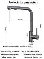 Robinet de cuisine moderne EIOIOL à poignée unique, rotation à 360 degrés, mitigeur eau chaude et froide, en céramique et acier inoxydable