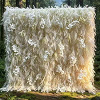Meilleures ventes : Murs de fleurs artificielles en soie beige, réalistes, faits à la main, avec franges de plumes, magnifiques pour la décoration de mariages et de fêtes