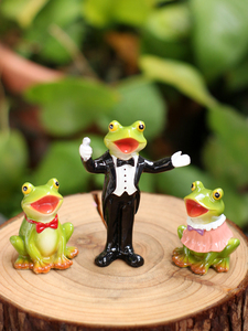 Juego de Figuras de Ranas Cantantes de Resina Pintadas a Mano, Listas <span class=keywords><strong>para</strong></span> Enviar - Lindas Figuras de Ranas con Traje Formal <span class=keywords><strong>para</strong></span> Escritorio y Jardín de Hadas - Product Image 4