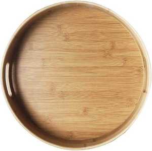 Bamboo Large Round Serving Tray Round Fruit <strong>Plate</strong> with Handle for Displaying Fruits <strong>Wood</strong> Crafts - Product Image 2