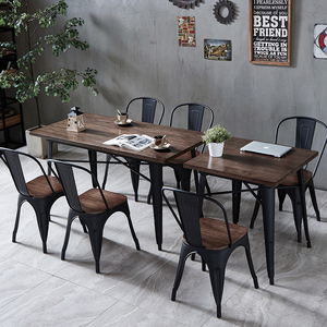 Mesa de Comedor de Madera Sólida Estilo Industrial Americano Billy Dobem, Muebles de Restaurante, Silla de Acero - Product Image 3