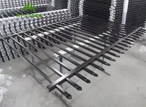 HT-<strong>FENCE</strong> <strong>Cheap</strong> Custom Residential Steel Fencing Black Metal <strong>Picket</strong> Decorative Wrought Iron <strong>Fence</strong> <strong>Panels</strong> - Product Image 4