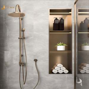 EX300 OEM/ODM Luxury Stainless Steel Shower Niche Matte <b>Black</b> Recessed Shower <b>Shelf</b> <b>for</b> Bathroom <b>Wall</b> No Tile Needed - Product Image 3