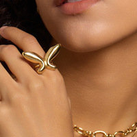 Bague ajustable en acier inoxydable Gaovo pour femme, design papillon, bijou fantaisie minimaliste et créatif, accessoire de mode, cadeau