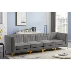 Best Selling Modern Classic Sectional Chesterfield sofa Velvet Upholstered 3 Piece Modular living room sofas