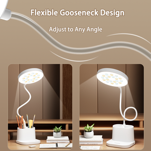 Lámpara de Escritorio LED Recargable por USB con Portalápices, Brillo Ajustable, Luz de Lectura, Lámpara de Mesa Inalámbrica - Product Image 4