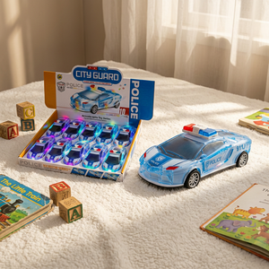 Voiture de police lumineuse à friction avec musique et feux clignotants pour enfants – Jouet pour jeu imaginatif - Product Image 6