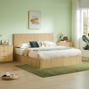 Storage <b>Double</b> <b>Bed</b> Wheat-colored High Headboard Hydraulic Lift Storage Bedroom Furniture - Product Image 2