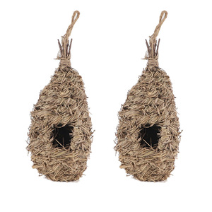 Nid d'oiseau tissé en herbe, forme ovale, taille moyenne, pour la décoration de la maison des oiseaux, artisanat de jardin - Product Image 1