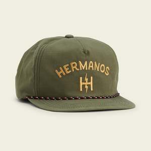 Chapeau en corde personnalisé à 5 panneaux Casquettes Hermanos Fatigue Snapback Broderie à bord plat logo Chapeaux de camionneur en coton non structurés Bros - Product Image 1