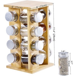 Estante giratorio vertical de bambú de 4 niveles para especias y hierbas de cocina. - Product Image 5