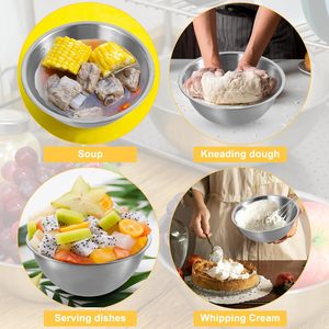 Wholesale Low QTY OEM Classic Large Capacity 800ml - 2500ml Airtight Lid Deep Kitchen Stainless Steel Salad Flour <b>Mixing</b> <b>Bowls</b> - Product Image 4