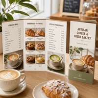 Brochure tri-pli en papier kraft écologique, recyclable, dépliant plié en 6 panneaux pour menu d'entreprise