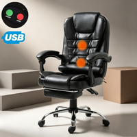 Chaise de bureau exécutive en cuir PU noir OEM/ODM avec support lombaire massant et accoudoirs réglables