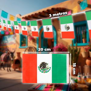 Guirlande de drapeaux mexicains 3m, 10 drapeaux en polyester 15x20cm, décoration de fête - Product Image 1
