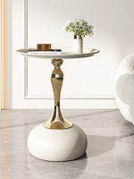 Petites Tables Basses Mobiles Modernes de Luxe Rétro en Métal Rondes Simples Style Nordique Portables pour Salon ou Chevet de Chambre