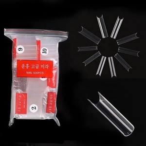 500 pièces/sac Extra Long C courbe couverture complète pré-conçu conception doigt ongles conseils forme de cercueil réutilisable acrylique Gel Capsules ABS - Product Image 3