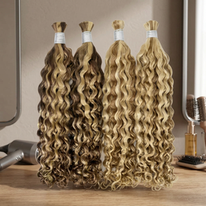 Peluca de Cabello Humano Indio Remy a Granel, de Una Sola Capa, Larga, Rizada Profunda, Ondulada Natural, con Base de Seda, 100% Densidad, Longitud Personalizable, Todos los Colores - Product Image 4