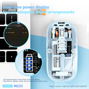 HXSJ M233 nueva llegada 3 modos Mini inalámbrico totalmente transparente ergonómico ligero ratón derecho 500 MAh recargable para ordenador portátil - Product Image 4