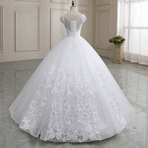 <b>White</b> Ball Gown Wedding Dress Sweetheart Neckline <b>Lace</b> Backless Natural Waist Full Length Bridal Gown - Product Image 4