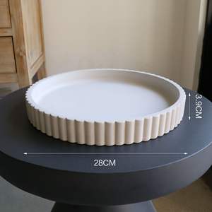 Bandeja de almacenamiento de hormigón redonda Retro minimalista moderna bandeja decorativa de cemento de Mesa para el hogar - Product Image 3