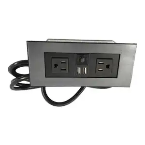 OSWELL Power Recessed Desk top Mounted Electrical Socket Outlet Flush Mount with 2 Outlets 2 USB charging for office furniture