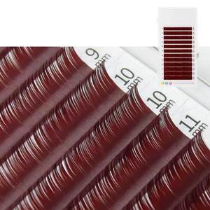 Pestañas de Visón Sintético Mega Volumen Color Borgoña/Vino Tinto 0.07 C/D, Resistentes al Agua, Banda de Algodón Negra, Kit de Extensión de Pestañas DIY, 144 Pares 8-14 - Product Image 3