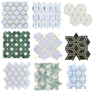 Mosaicos de Metal y Mármol para Agua, Mosaicos de Girasol de Acero Inoxidable, Mosaicos de Metal Dorado y Piedra <span class=keywords><strong>Verde</strong></span> - Product Image 4