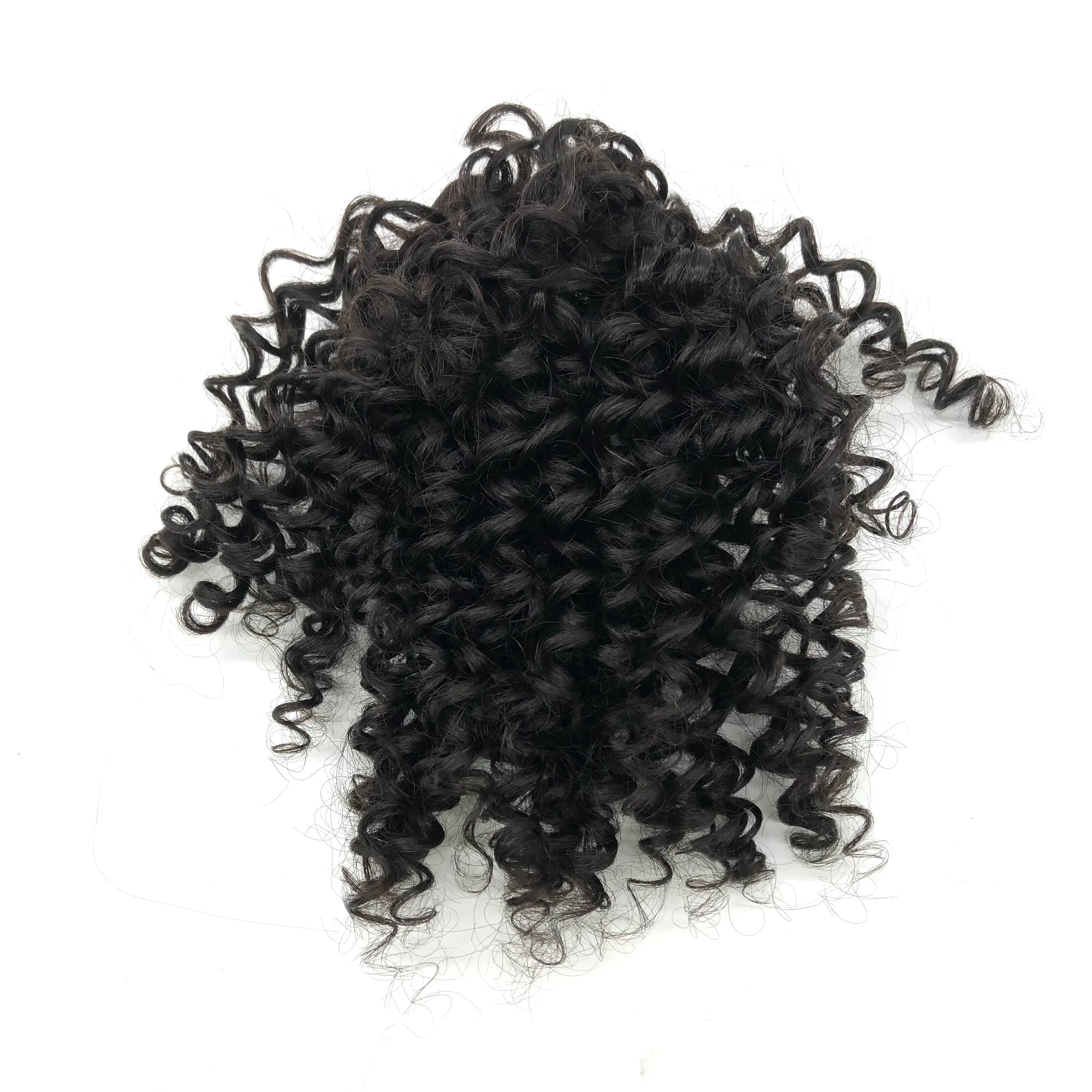 AU remy hair 8 pollici Clip on Hairpiece Extension 100 veri capelli umani facile da usare panino riccio per le donne